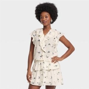 Cream Floral Ruffle Tiered Dress